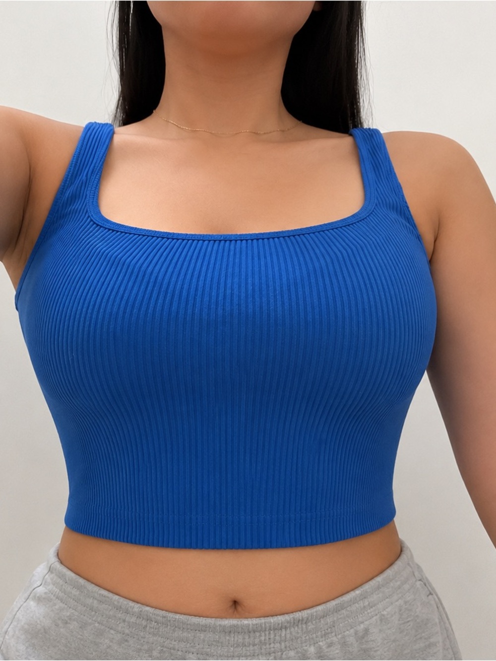 Zara Women's Vibrant Blue Ribbed Tank Top